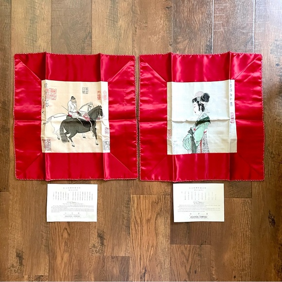 Set of 2 vintage rayon tapestry pillow shams, from Taiwan - NWOT - Picture 2 of 15